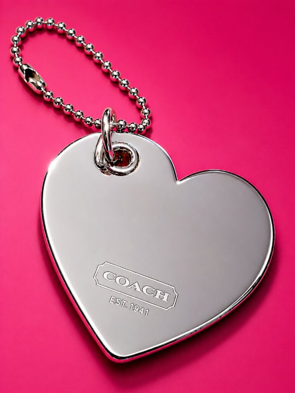 COACH Poppy Graffiti Heart Mirror Acrylic Bag Charm Keychain Silver Y2K Rare - Picture 4 of 9